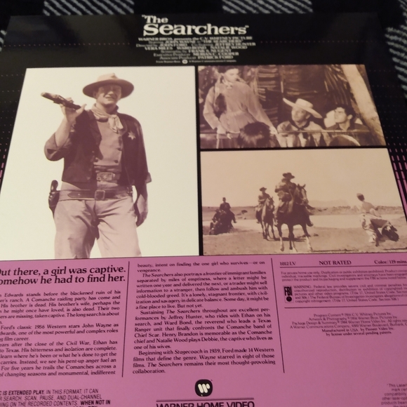 John Wayne movie, "The Searches",  on Vintage Laser Disc. HTF.   Disc inint cond - Picture 3 of 9